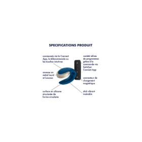 Vibromasseur connecté pour couple avec télécommande Double Love bleu Satisfyer 